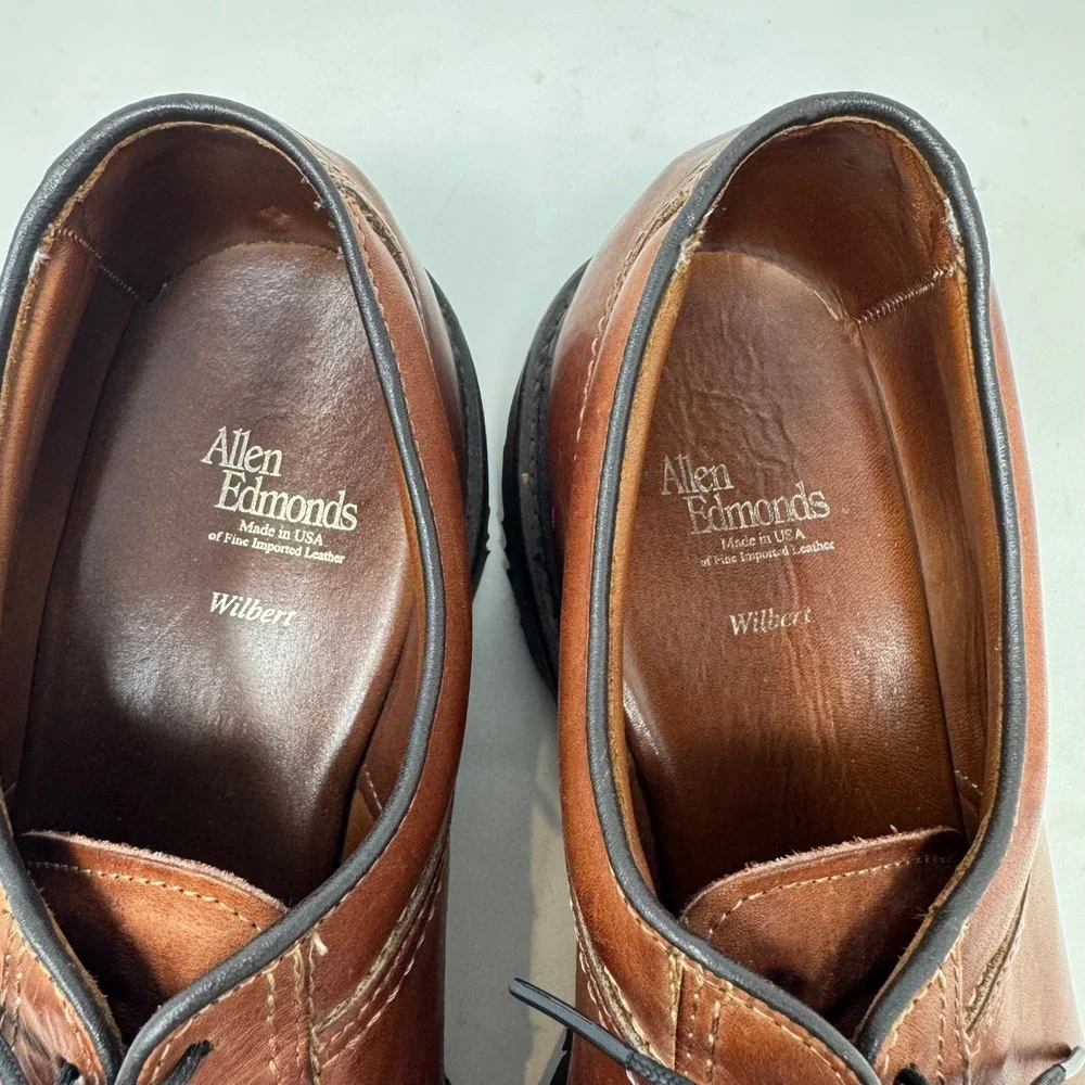 Allen Edmonds Wilbert Brown Leather Split Toe Derby Shoes Mens 11.5 B 1951